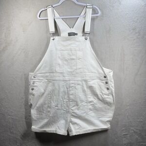 Torrid Denim Bib Shortalls Overalls Women's Sz 22 White Cotton Stretch